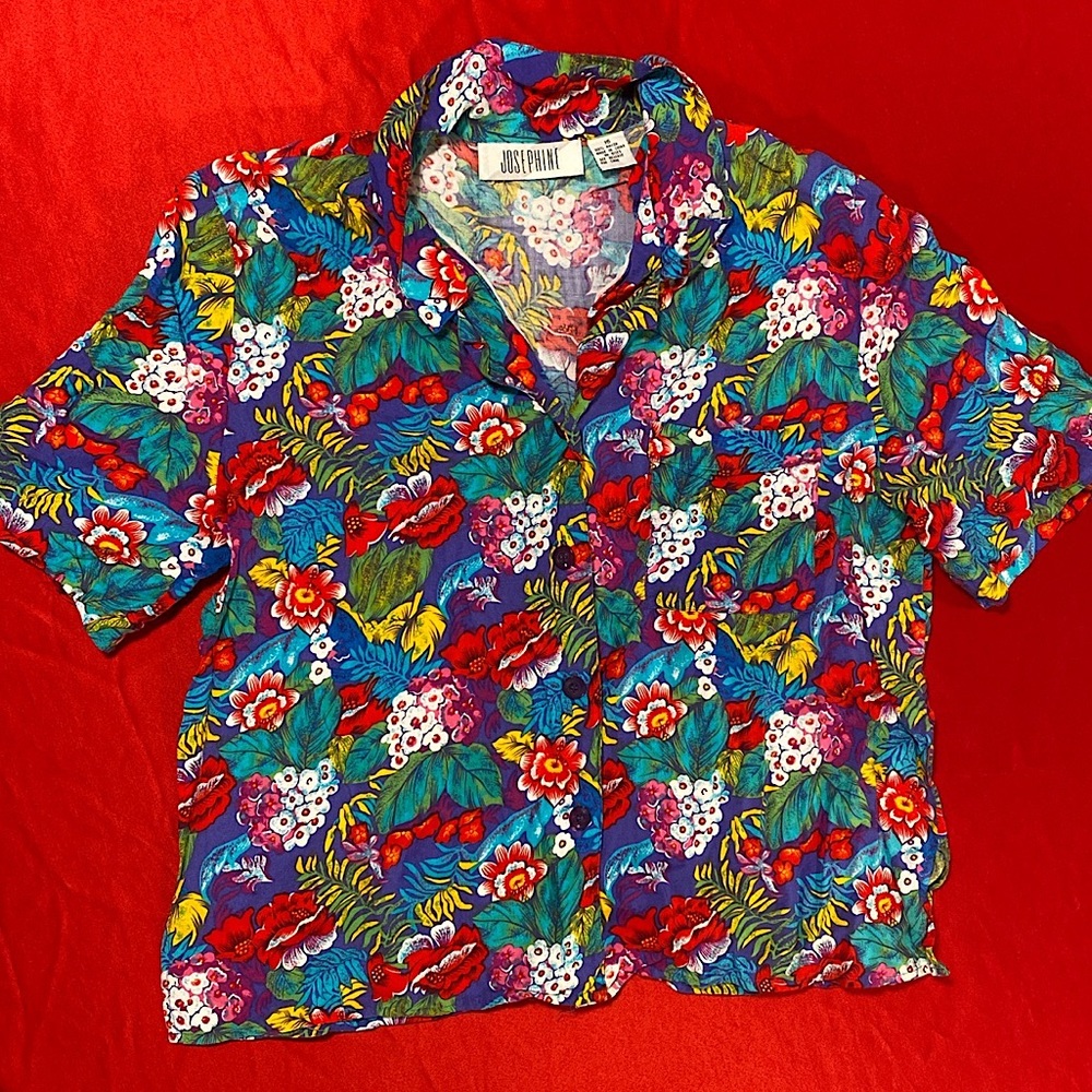 vintage 80s josephine brand floral blouse
